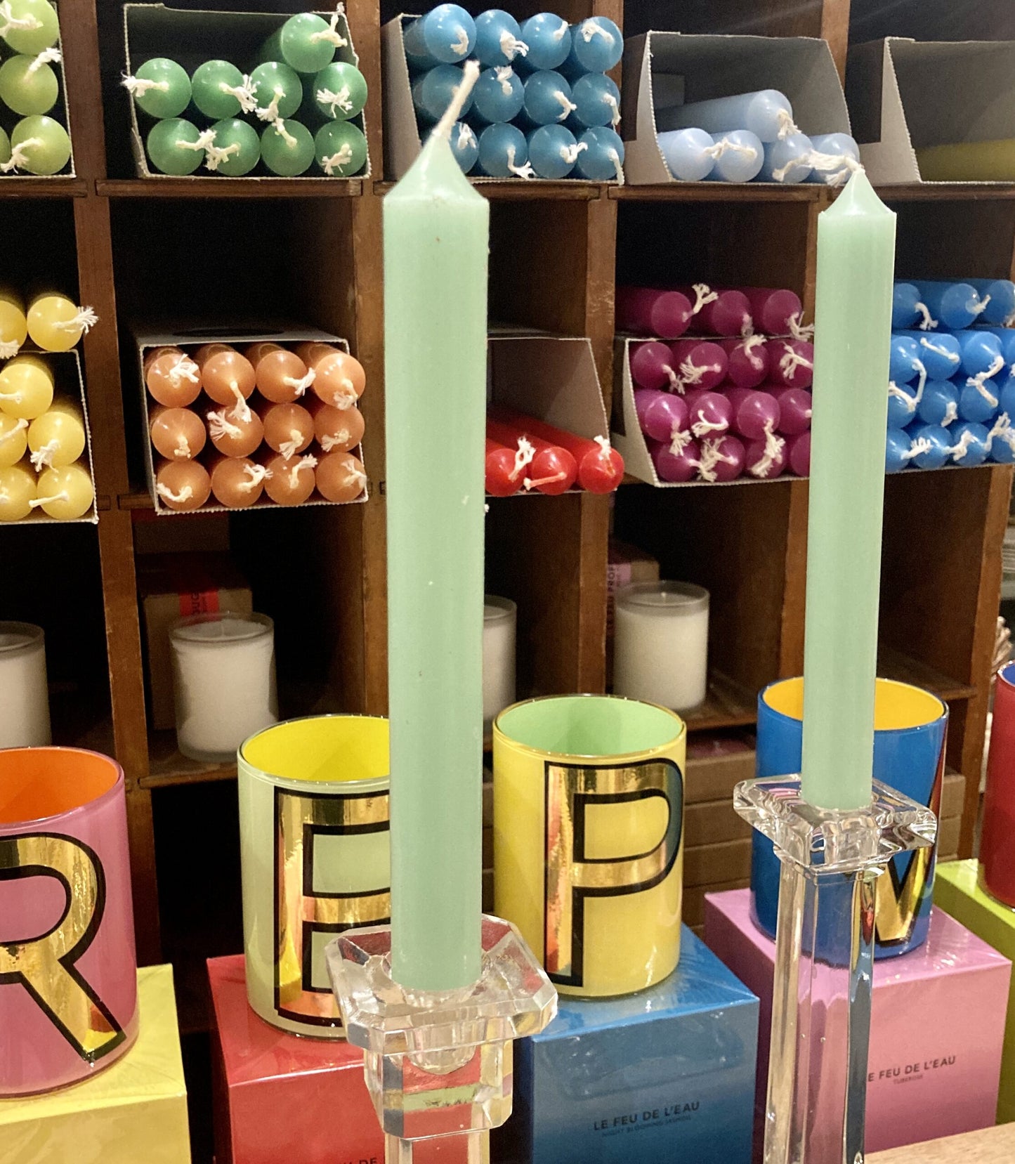 Eucalyptus Green Single Dinner Taper