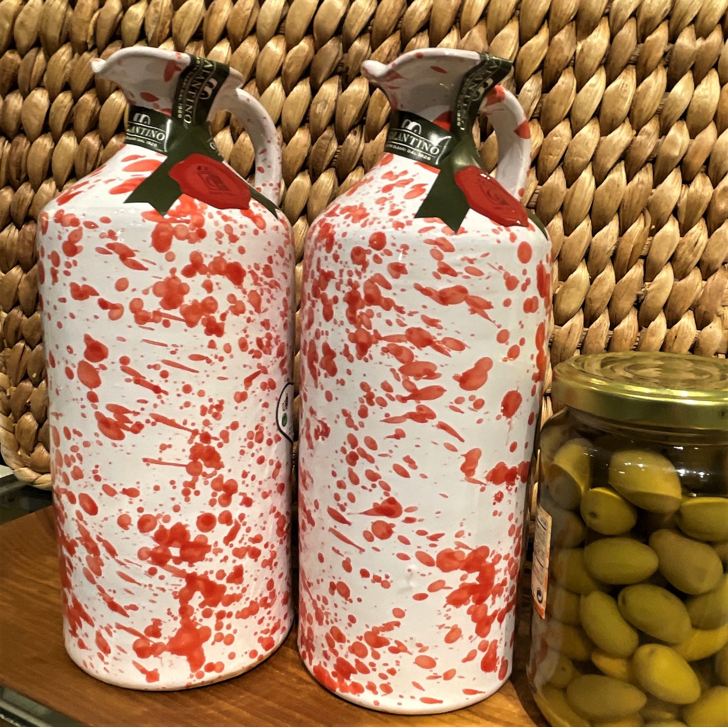Red Splatterware Olive Oil