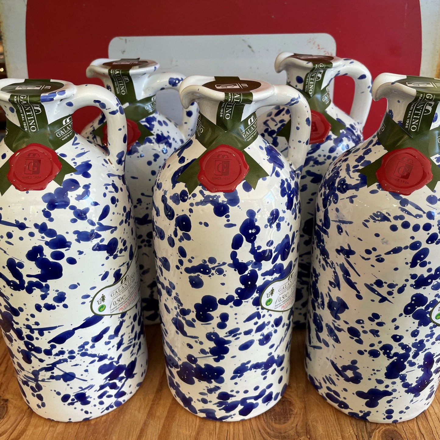 Cobalt Blue Splatterware Olive Oil