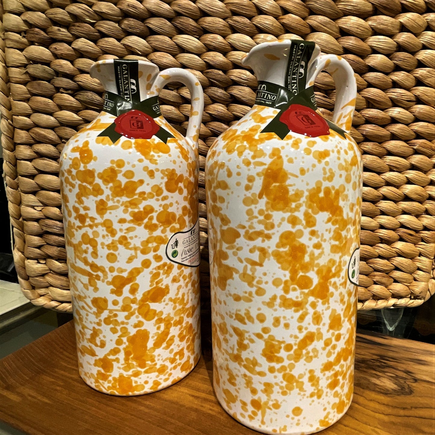 Yellow Splatterware Olive Oil