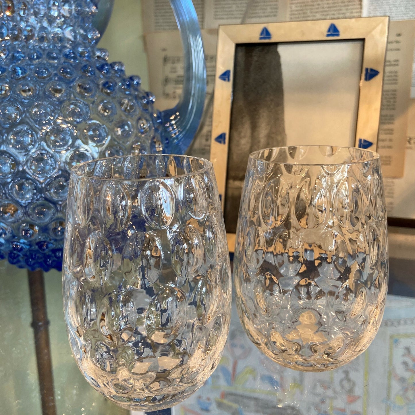 Round Hobnail Clear Drinking Glass