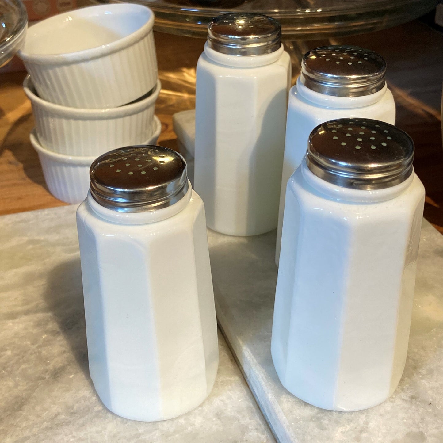 Milk Glass Salt & Pepper Set