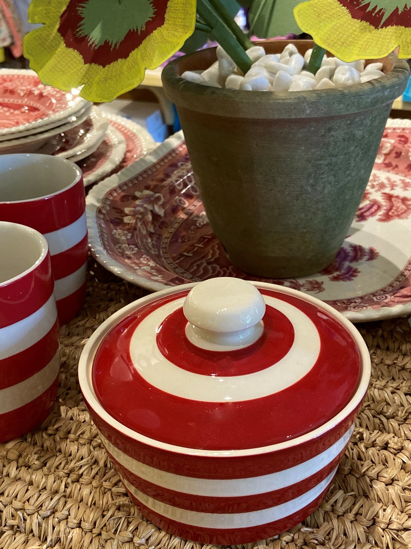 Cornishware Red Butter Dish