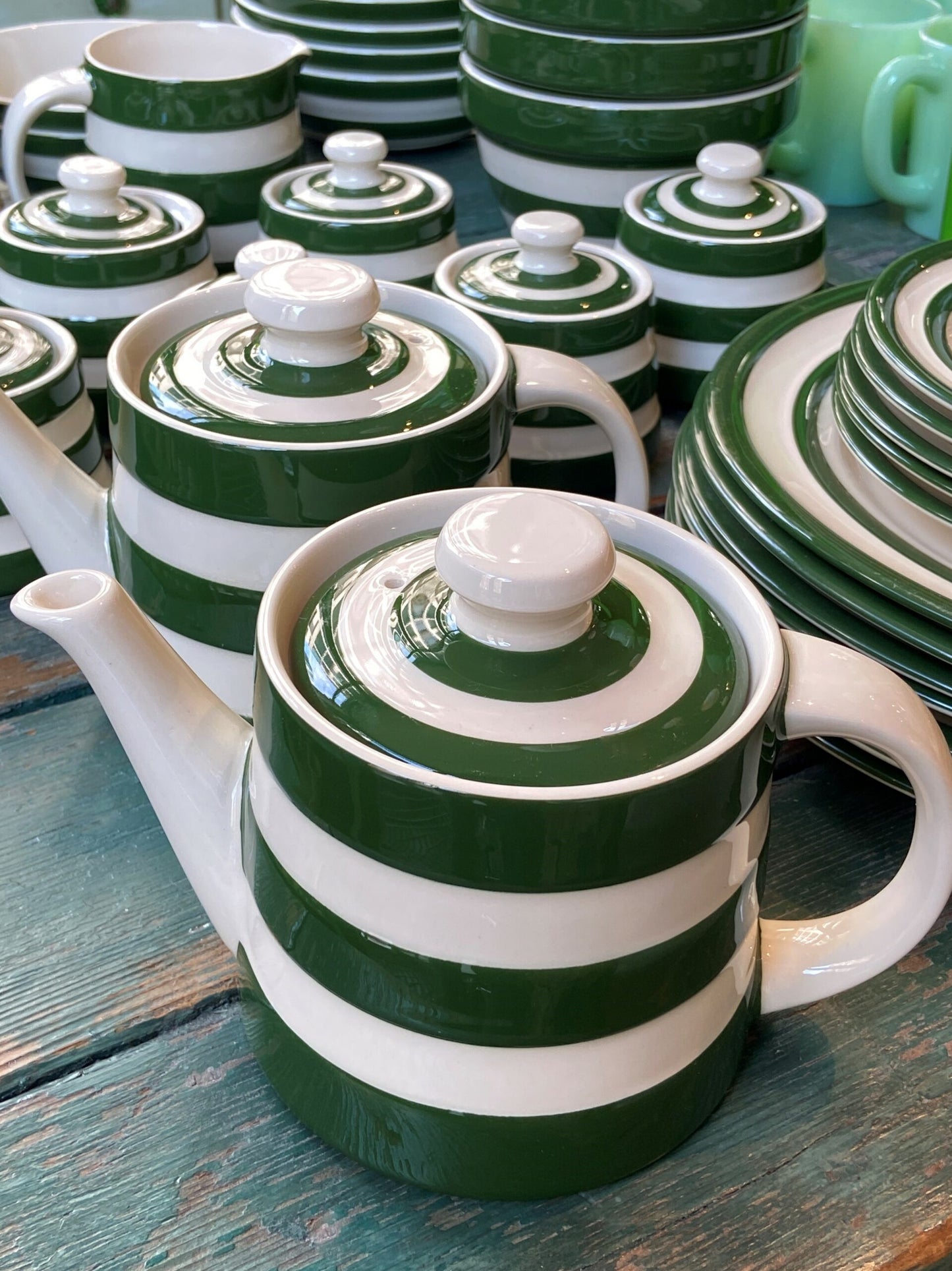 Cornishware Green Teapot