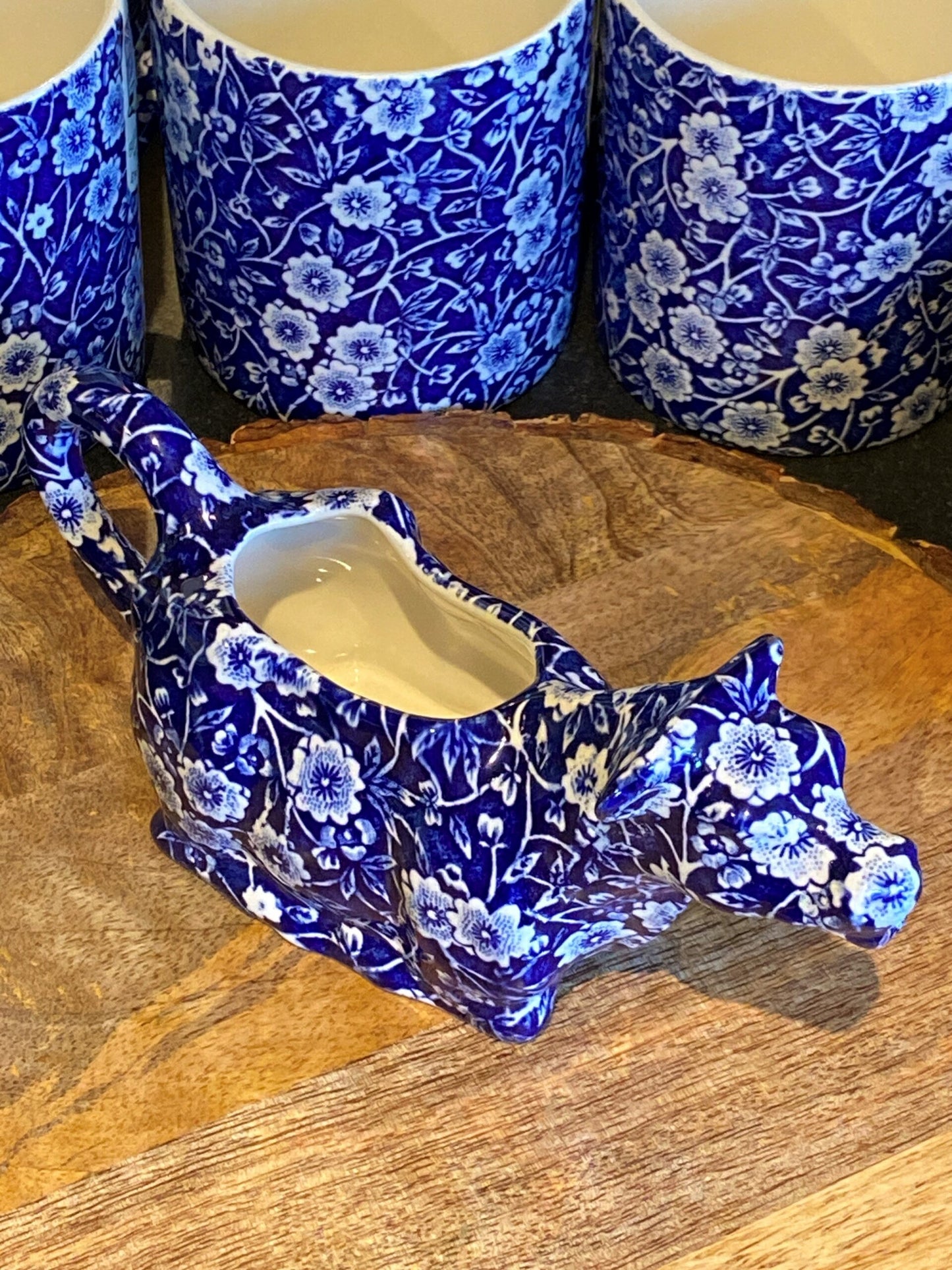 Blue Calico Cow Creamer