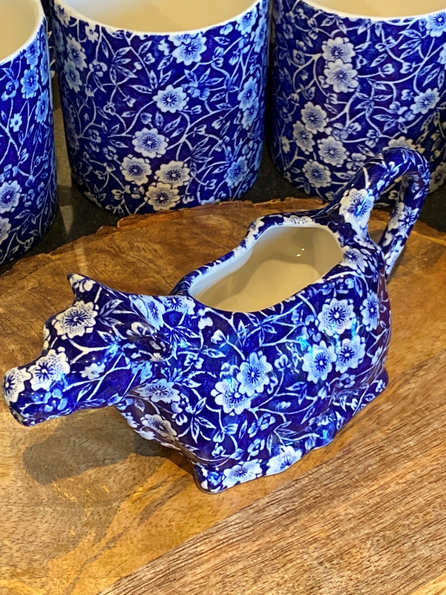 Blue Calico Cow Creamer
