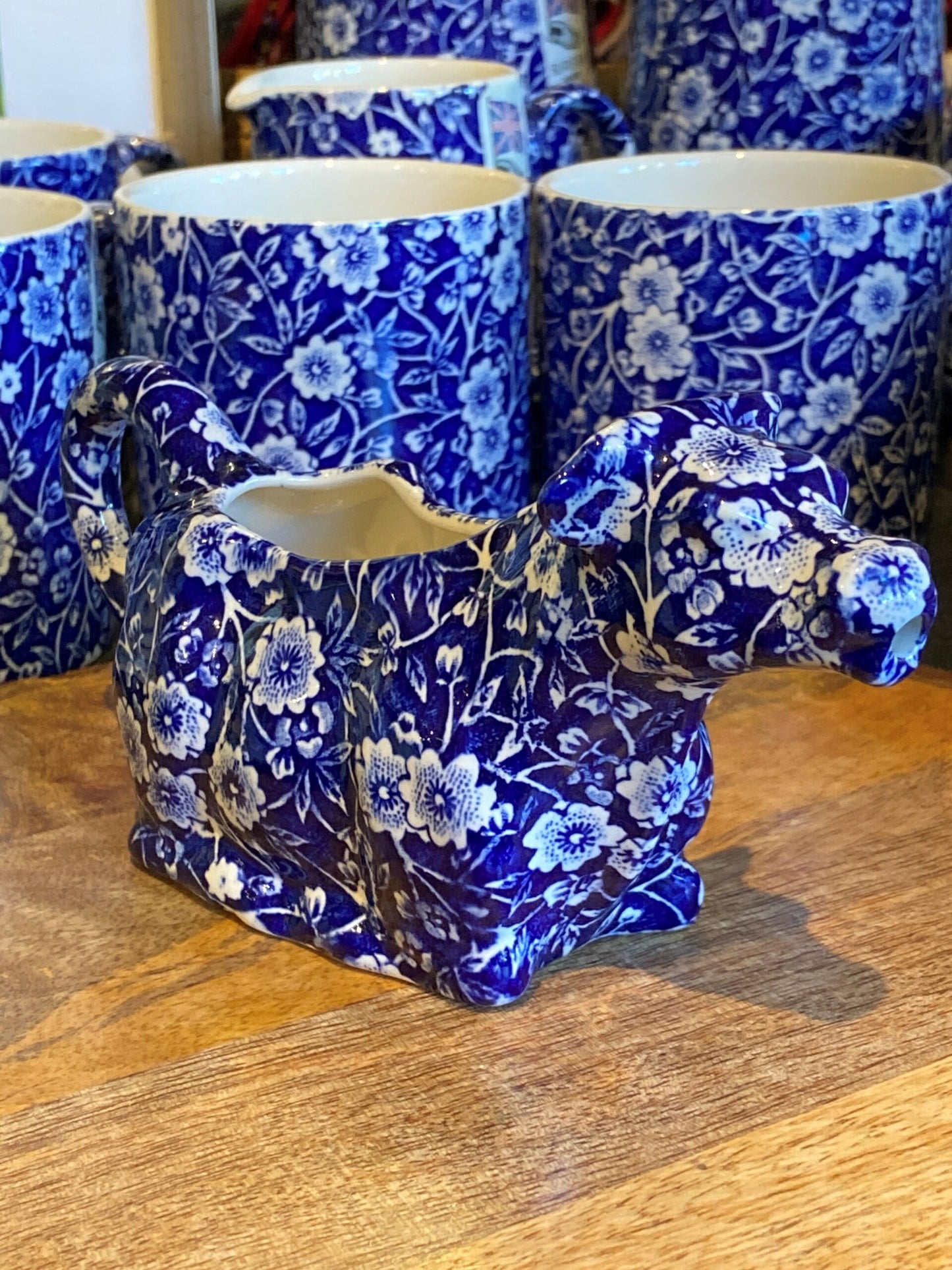 Blue Calico Cow Creamer
