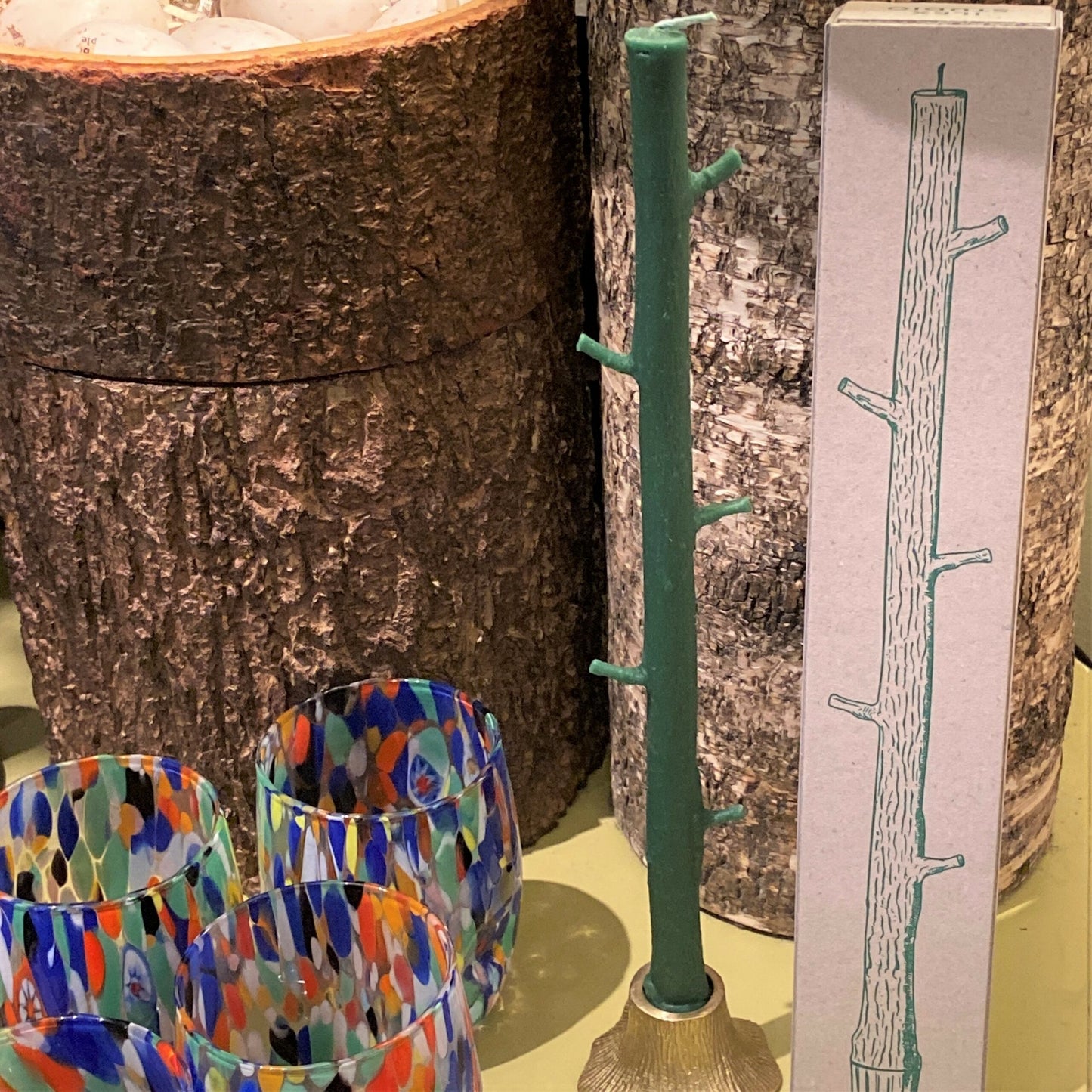 Dark Green Branch Candle