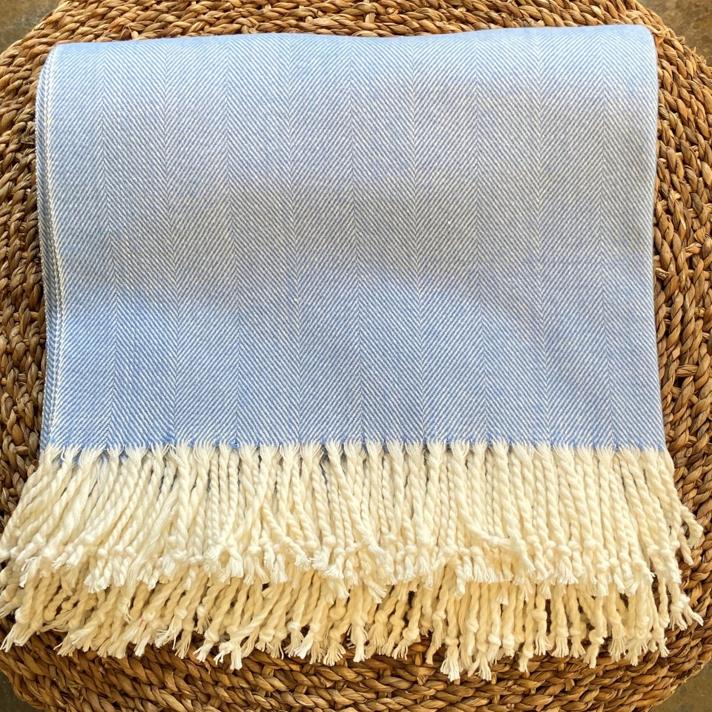 Carolina Blue Herringbone Throw