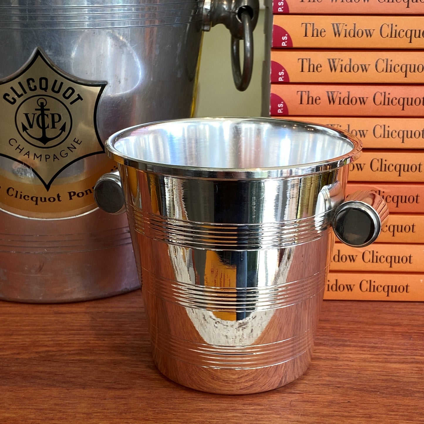 Vintage Hotel Silver Banded Ice Pail with Handles