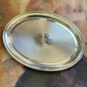 Vintage Hotel Silver Oval Engine Turned Tray