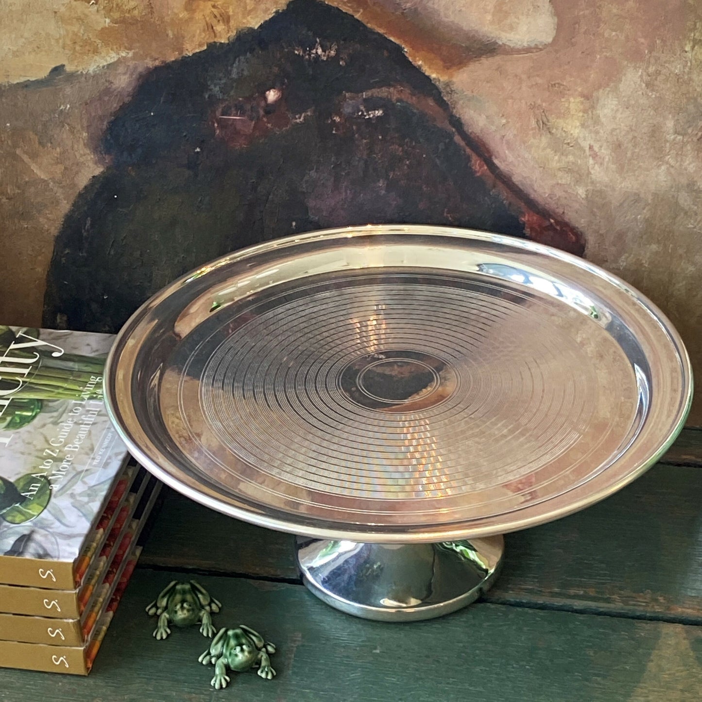Vintage Hotel Silver Cake Pedestal, 12"