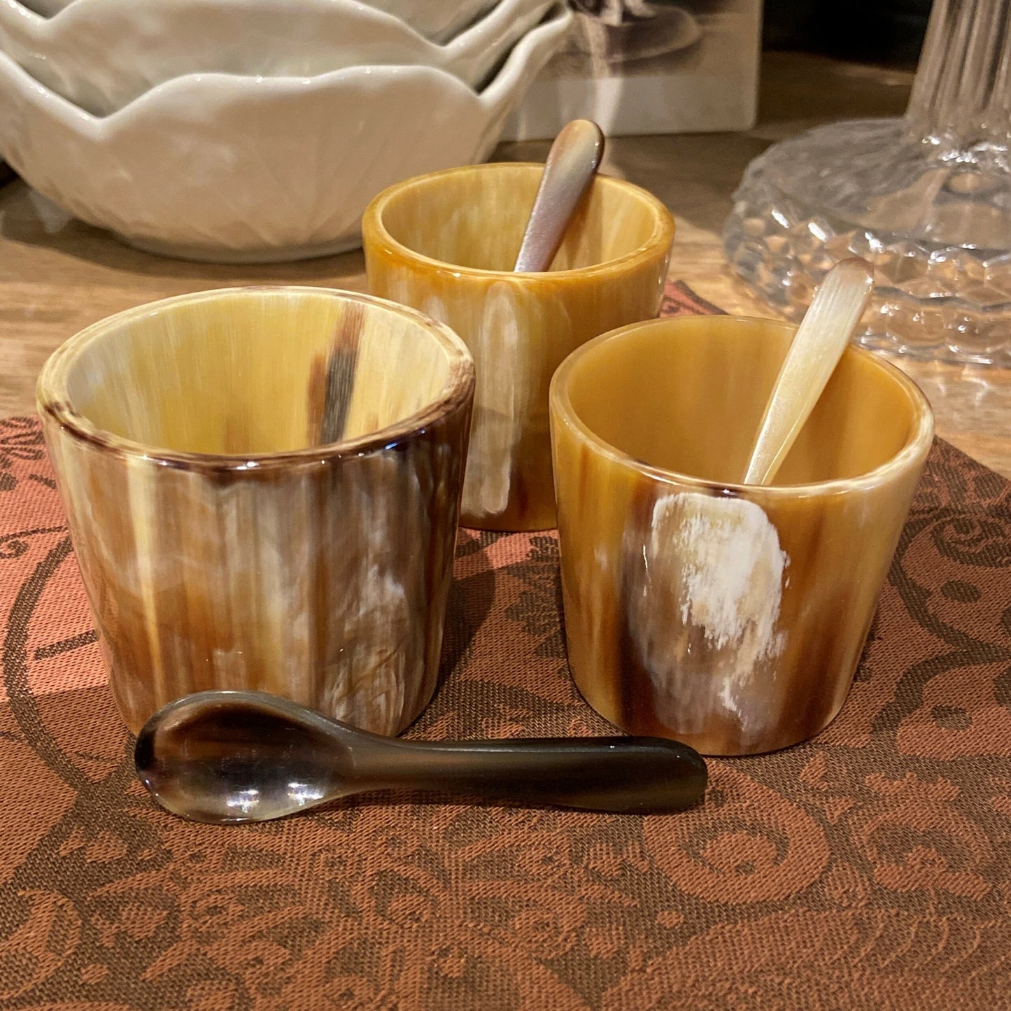 Light Horn Salt Cellar with Spoon