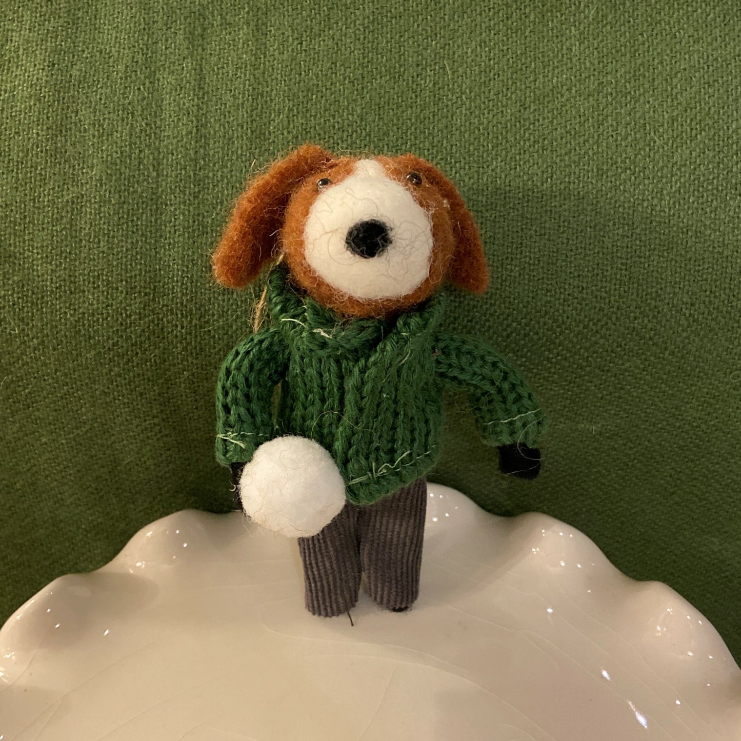 Snowball Dog Ornament