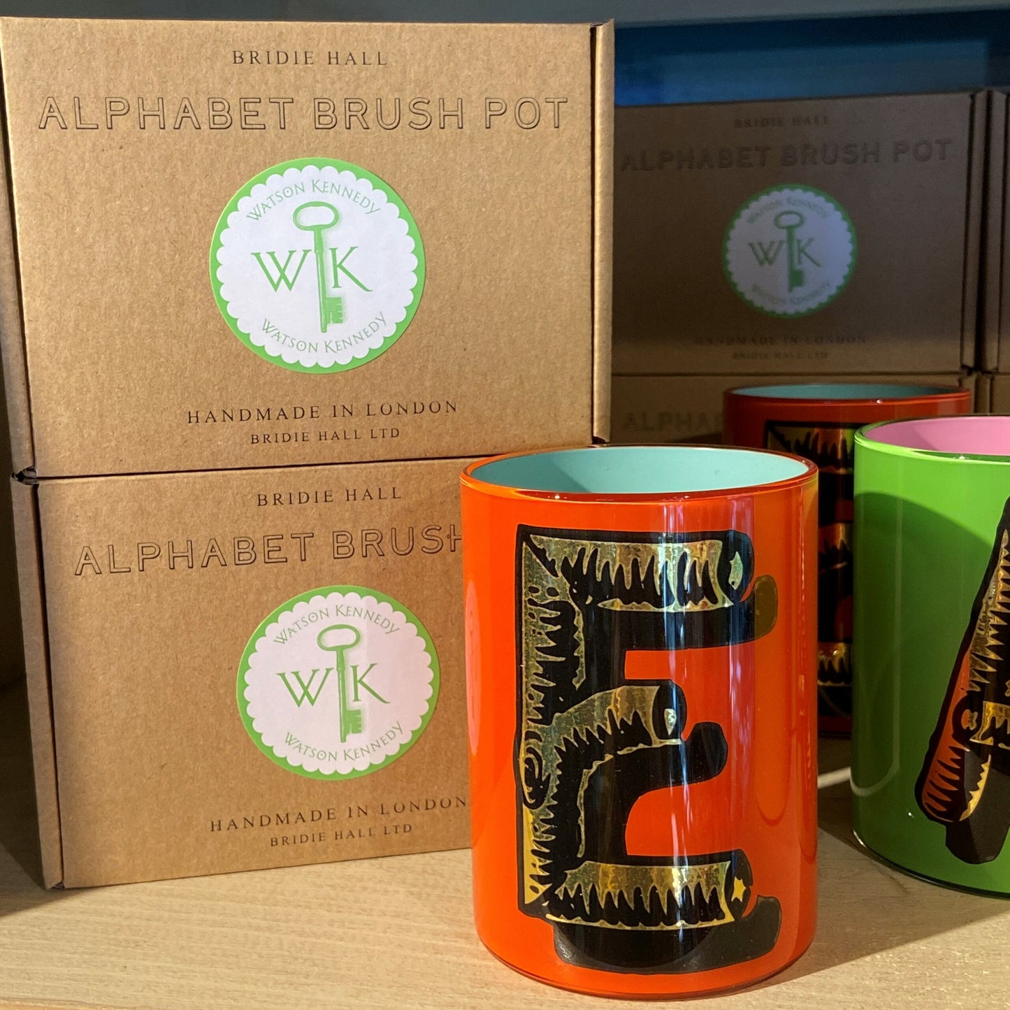 "E" Twig Bridie Hall Alphabet Brush Pot