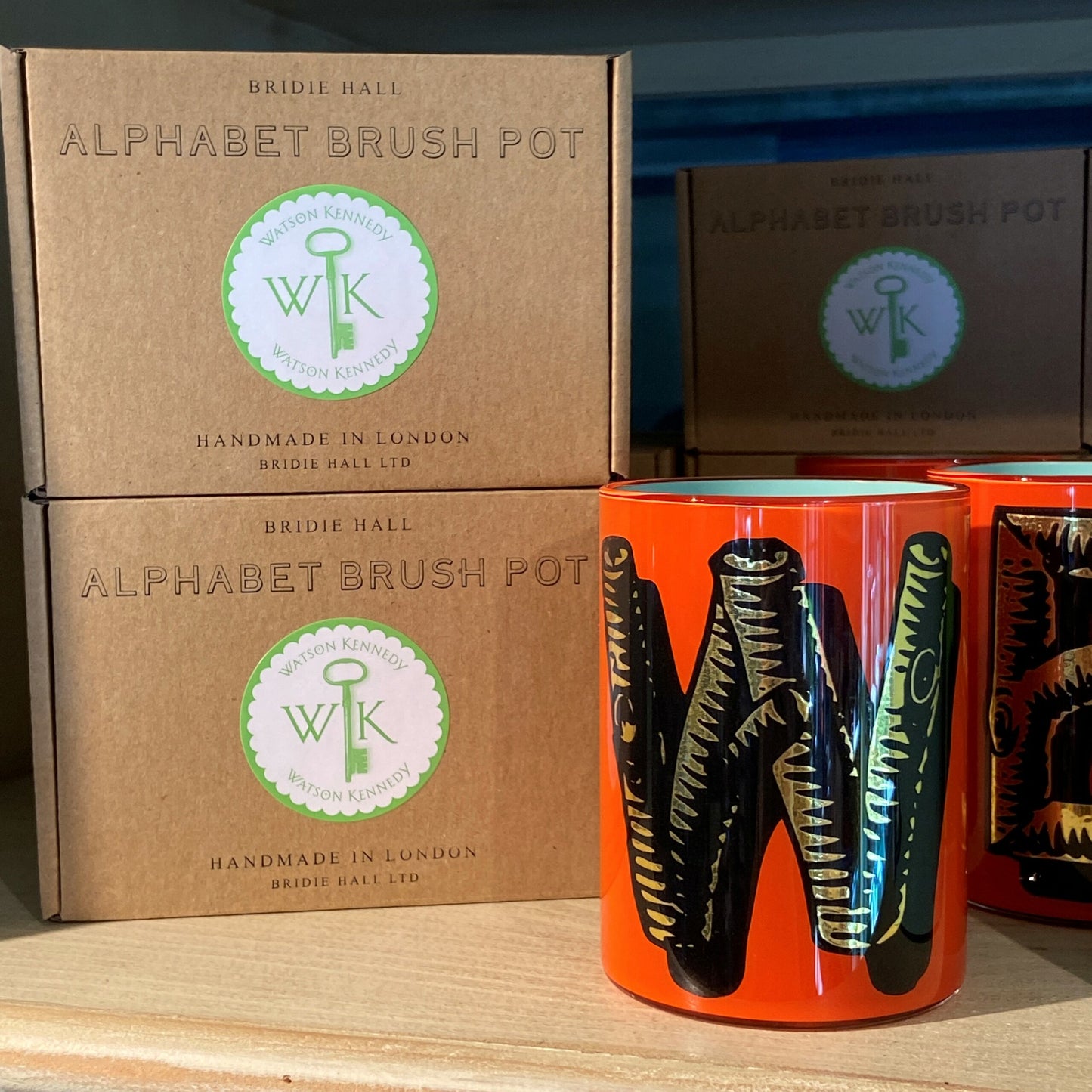 "W" Twig Bridie Hall Alphabet Brush Pot