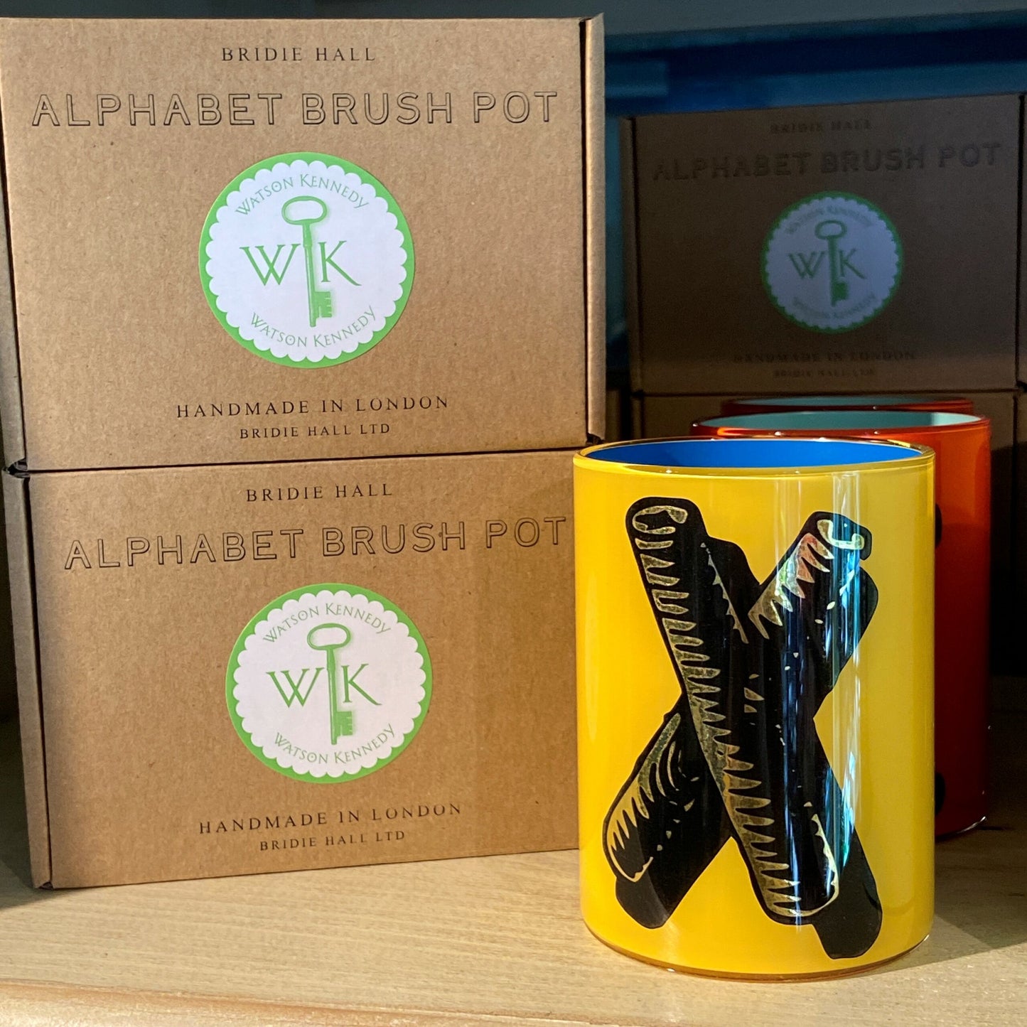 "X" Twig Bridie Hall Alphabet Brush Pot