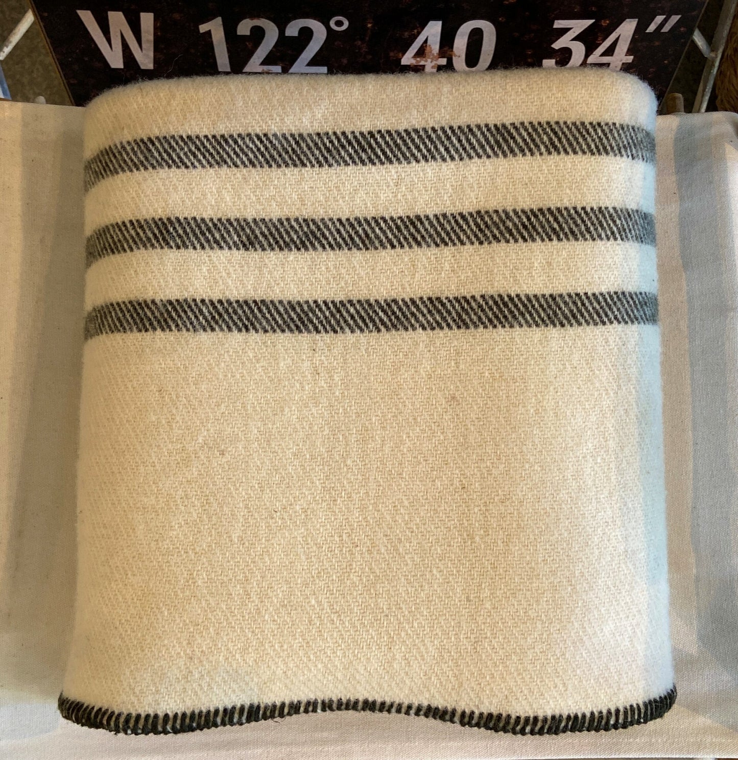 Large Natural with Black Stripe Blanket