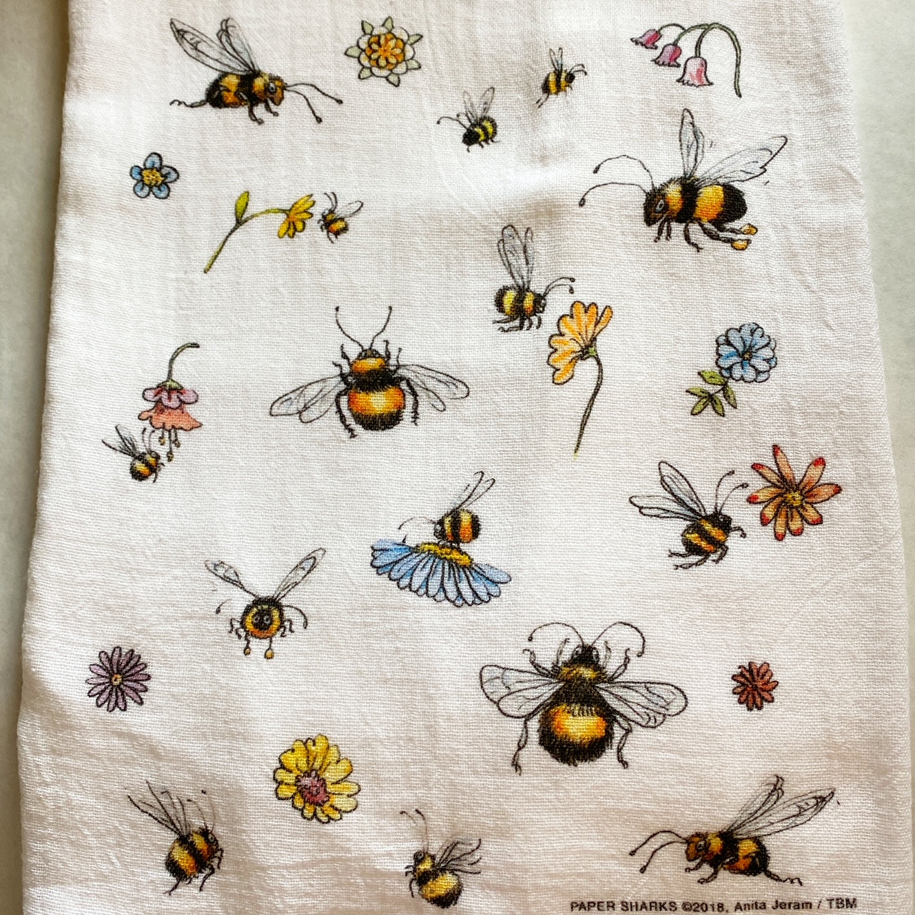 Embroidered Bee Tea Towel, Bee Tea Towel, Kitchen Cloth, Cotton