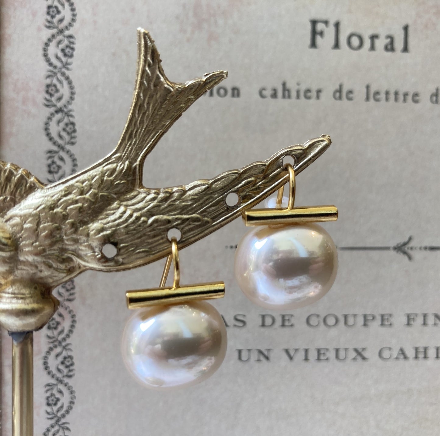 Champagne Pebble Pearl Earrings, Large