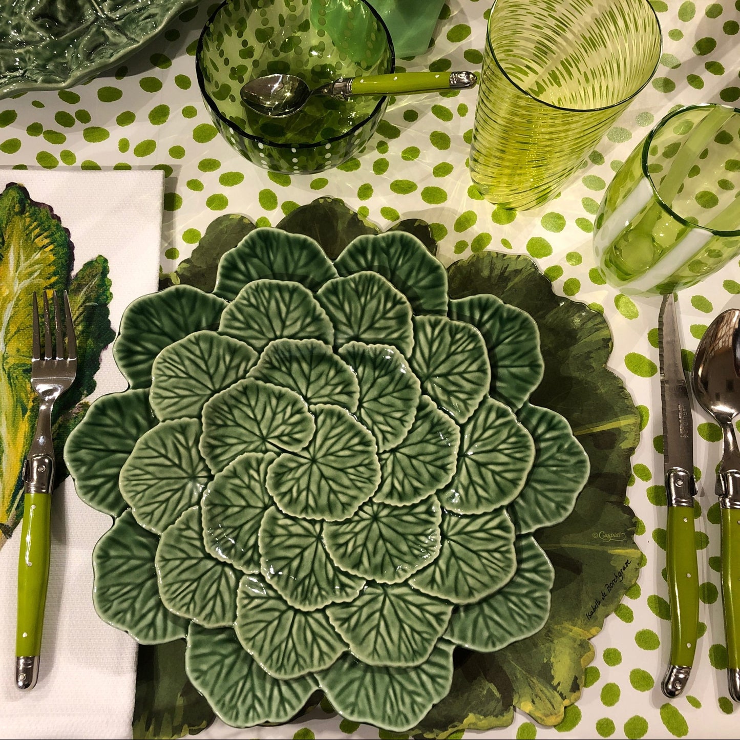 Green Geranium Dinner Plate