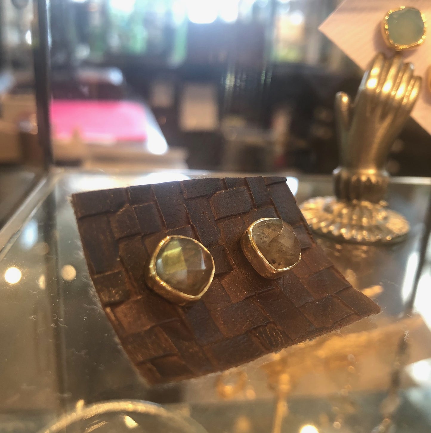 Square Labradorite Studs