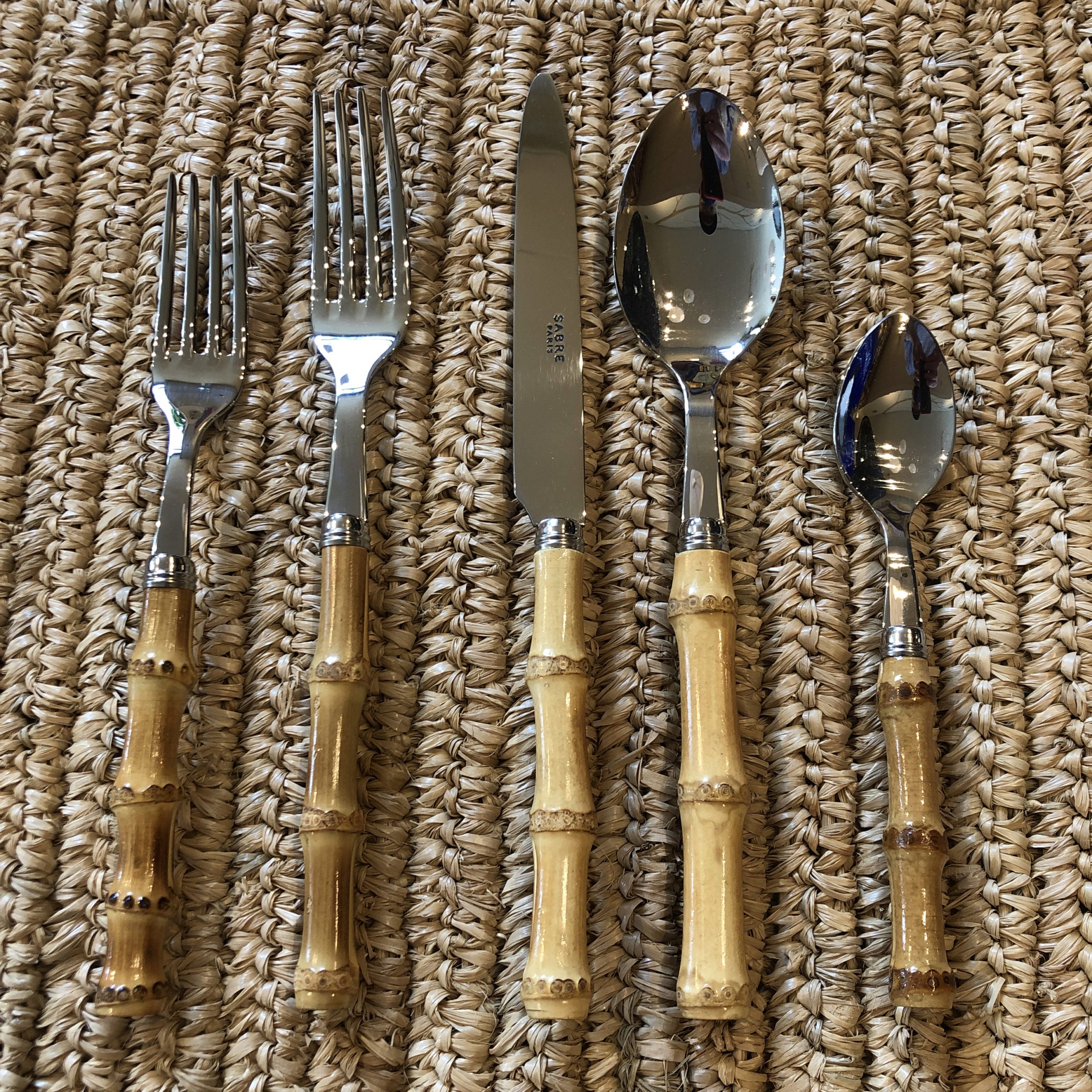 Vintage Brass Bamboo Style Flatware. 93 Piece Brass Bamboo Cutlery Set.  Retro Brass Bamboo Style Flatware. SALE! FREE SHIPPING!