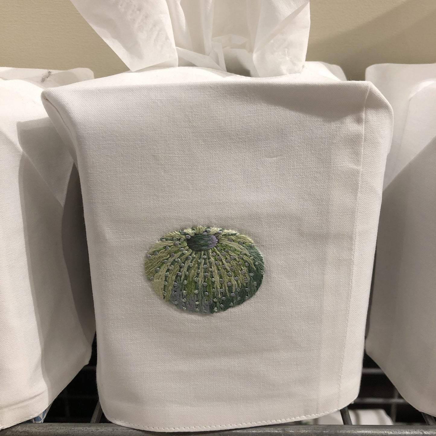 Urchin Teal Tissue Box Cover