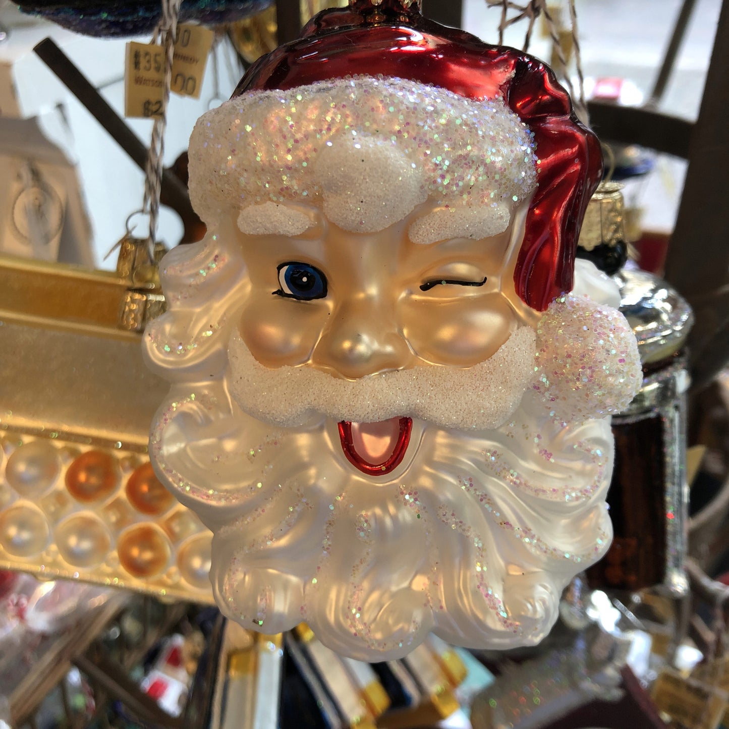 Winking Santa Holiday Ornament