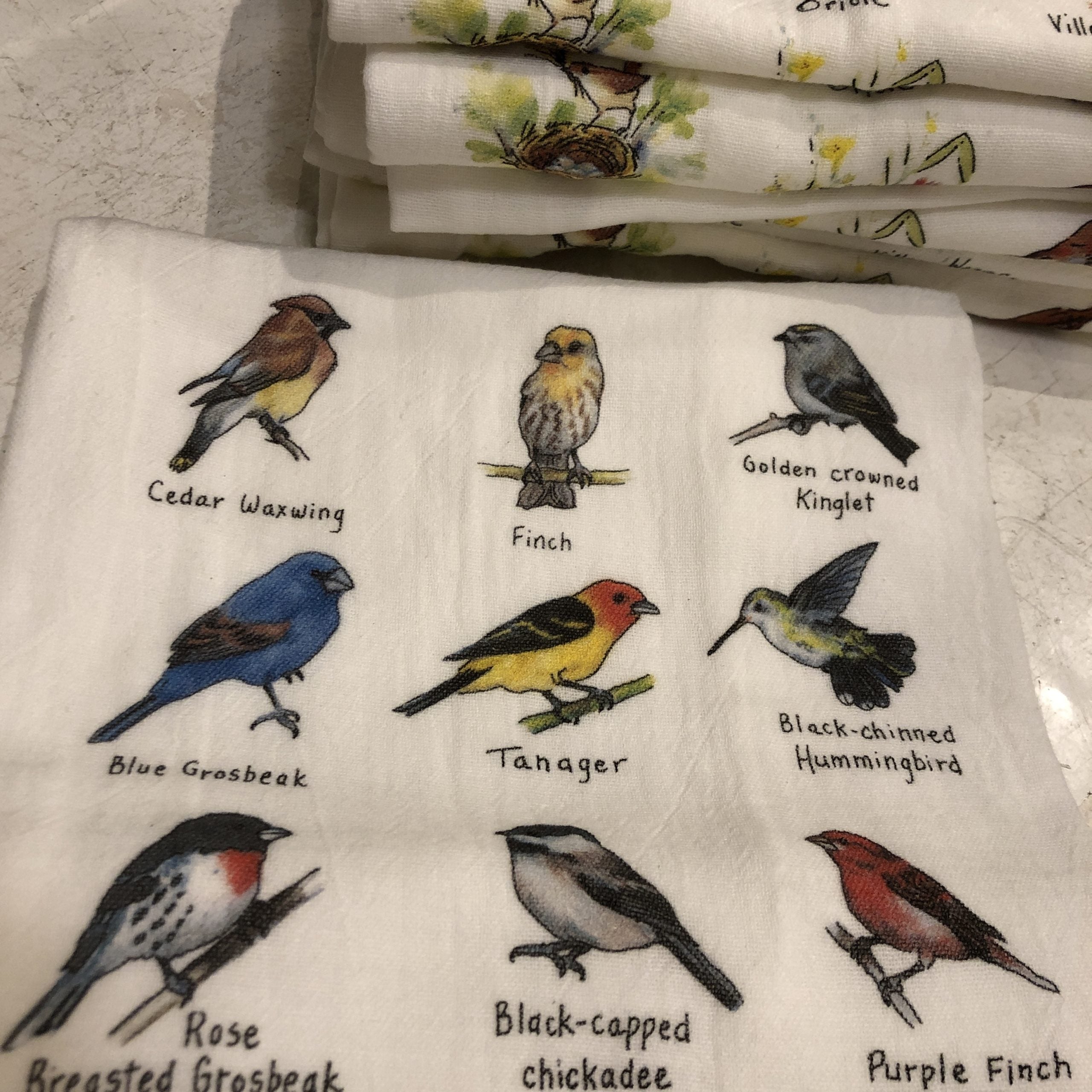 Christmas Birds Tea Towel - Cardinal Flour Sack Towel - Winter Kitchen –  Running Frog Studio