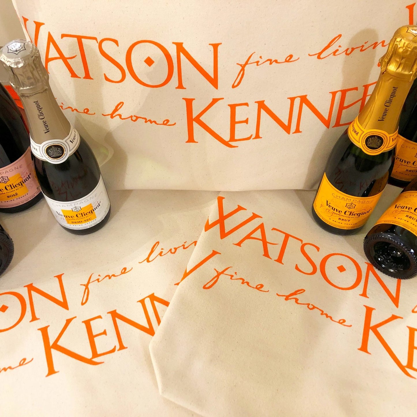 Watson Kennedy Orange and Ivory Tote Bag