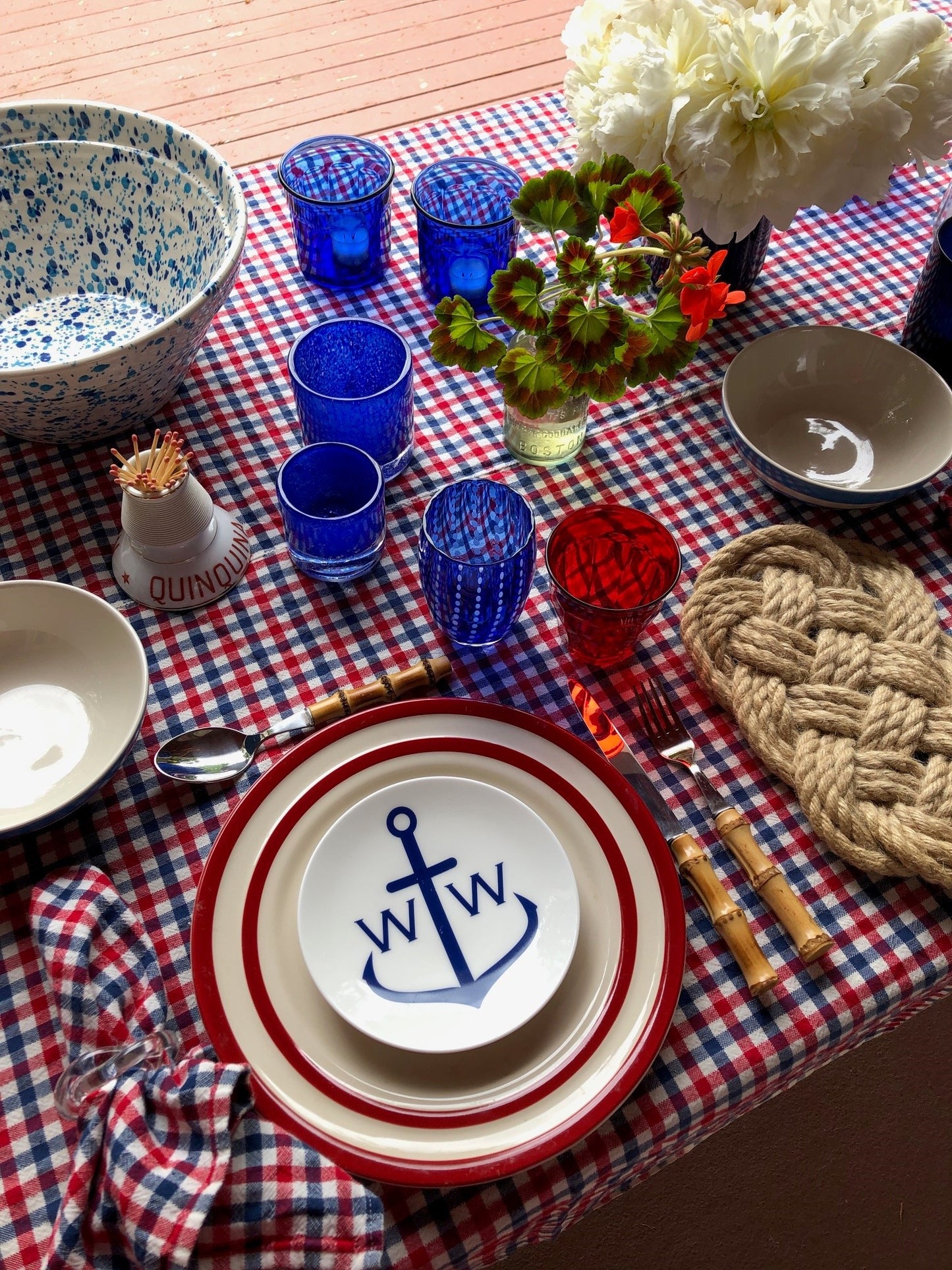 Red, White & Blue Mini Gingham Napkin Set