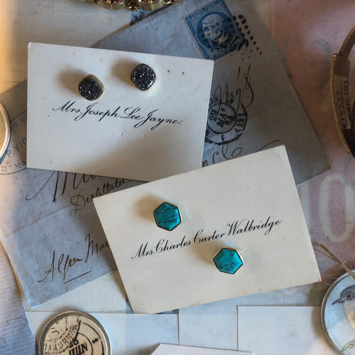 Turquoise Hexagon Stud