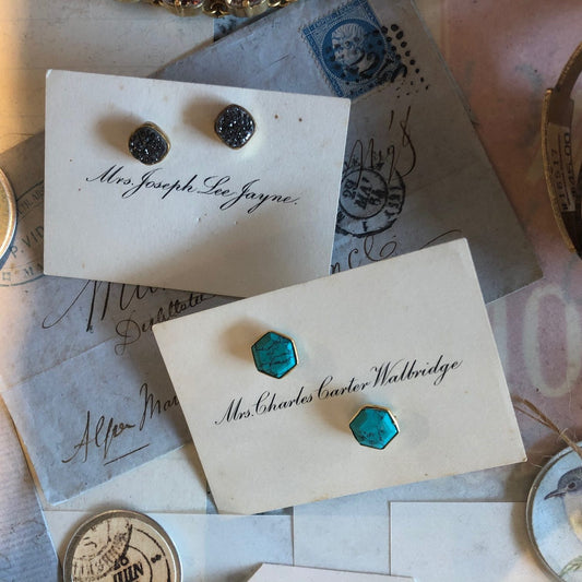 Turquoise Hexagon Stud