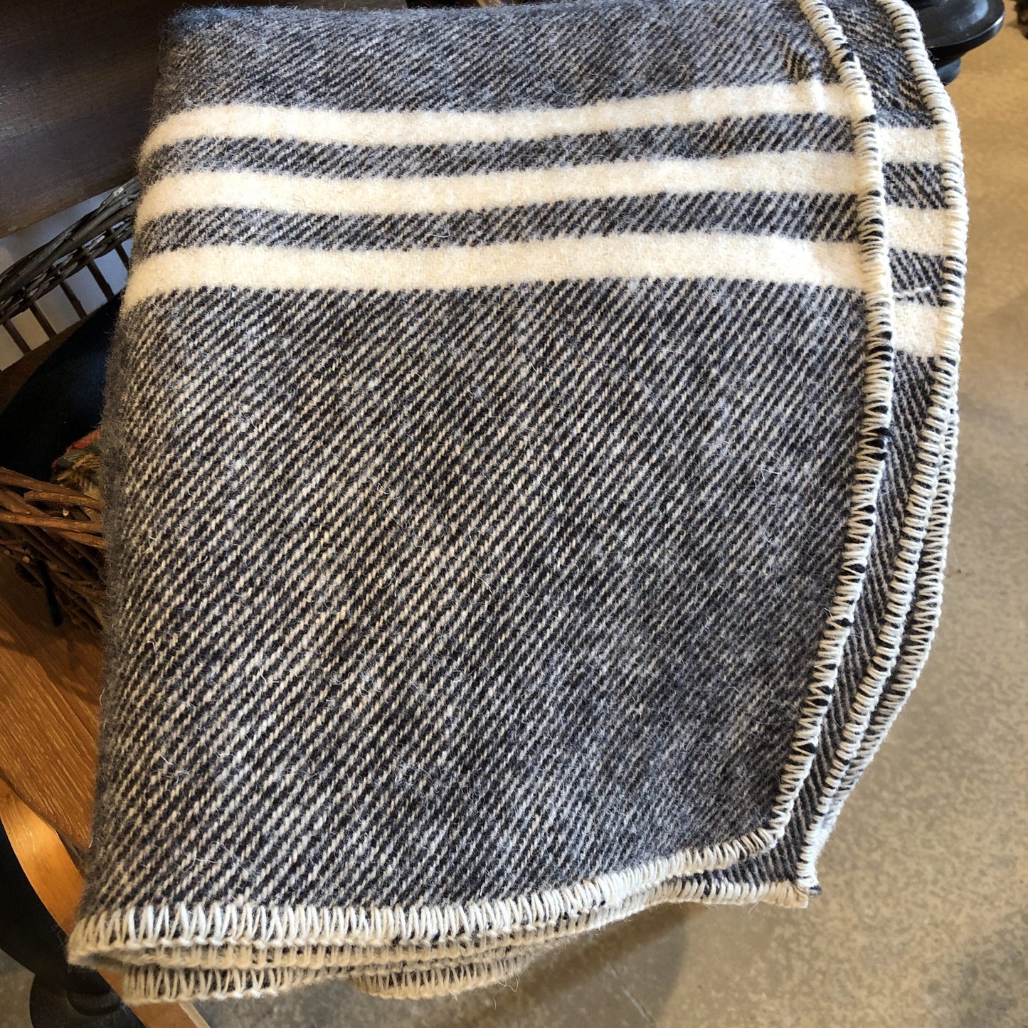 Large Black with Natural Stripe Blanket