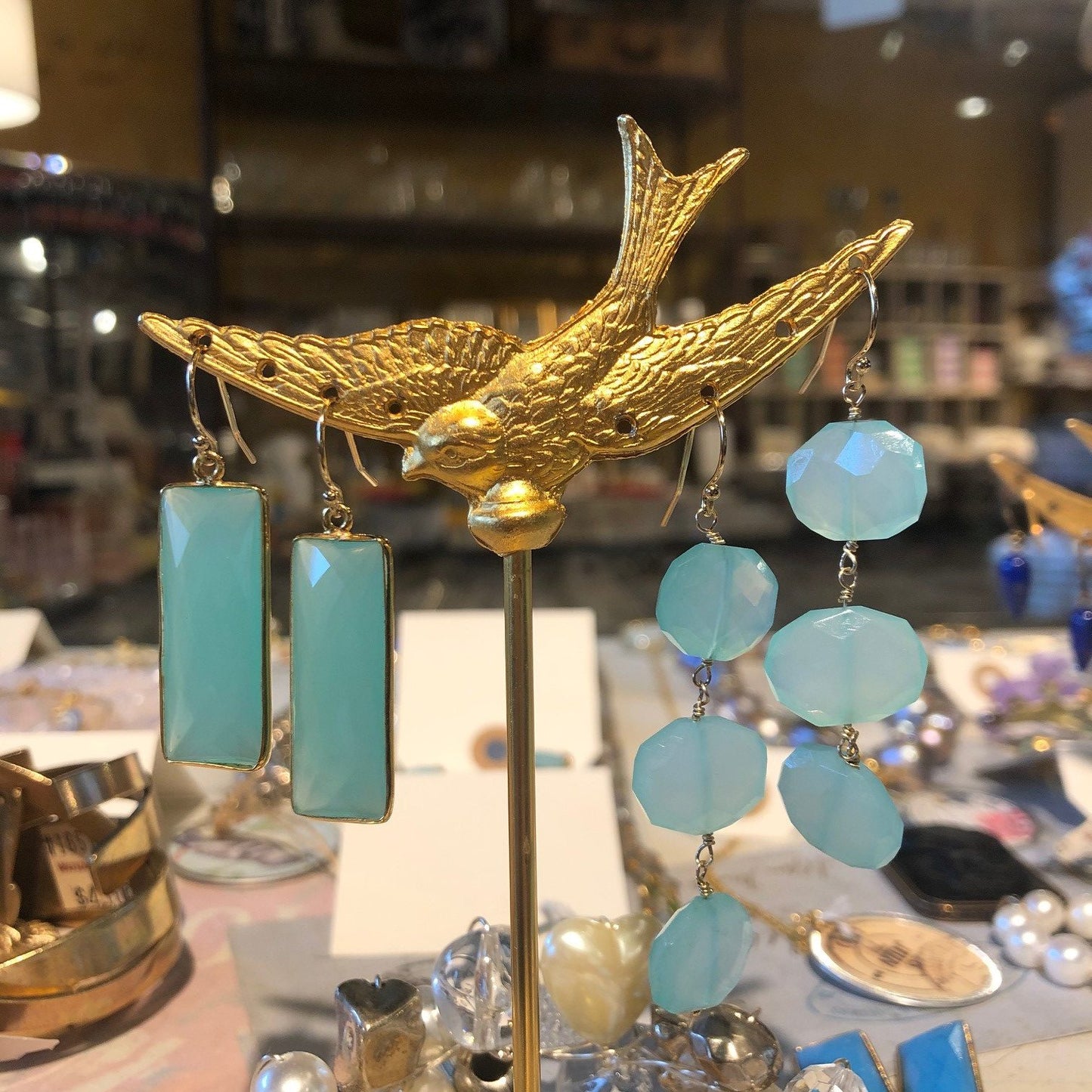 Chalcedony Rectangle Drop Earring