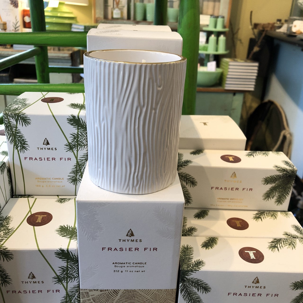 Frasier Fir Ceramic Gilded Candle