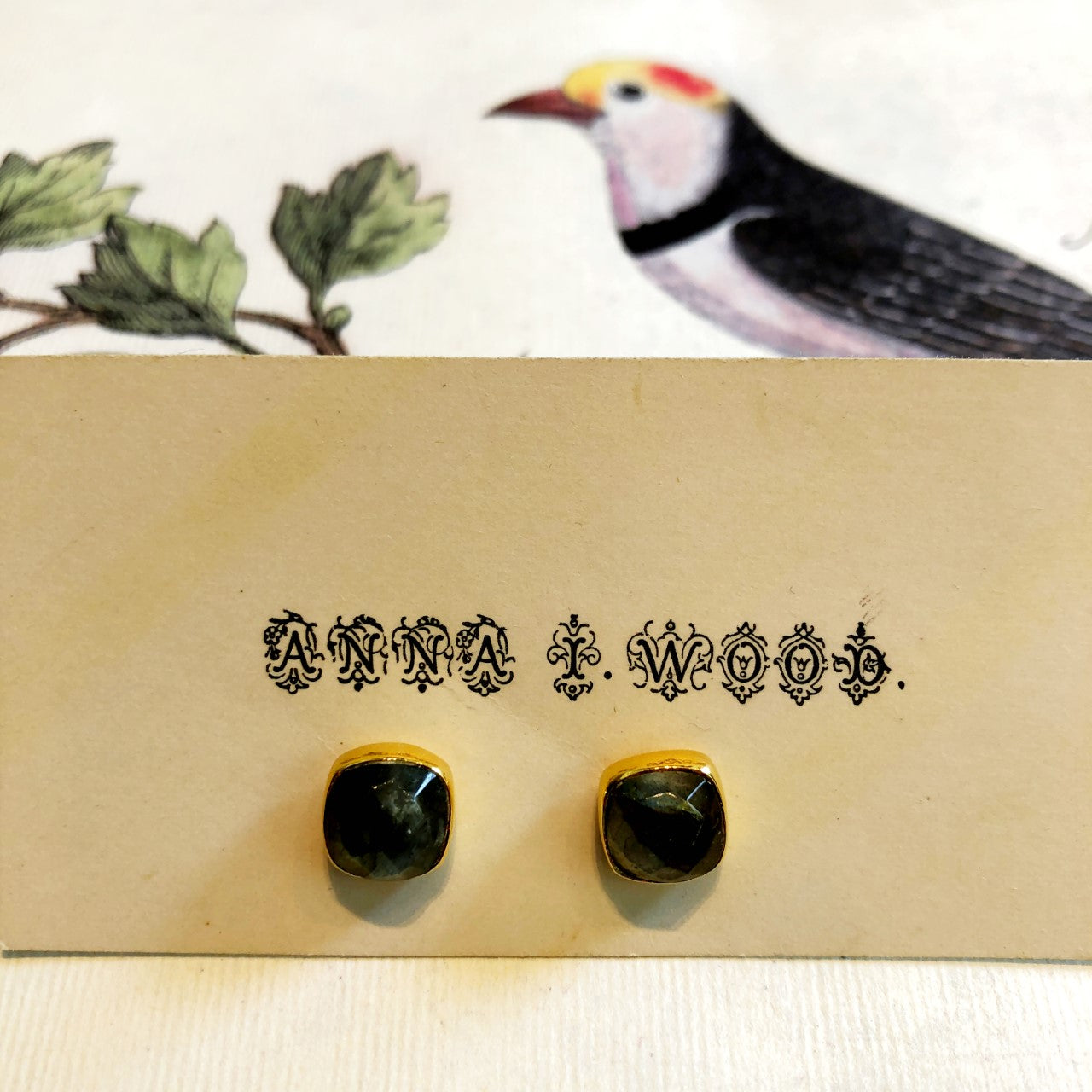Square Labradorite Studs