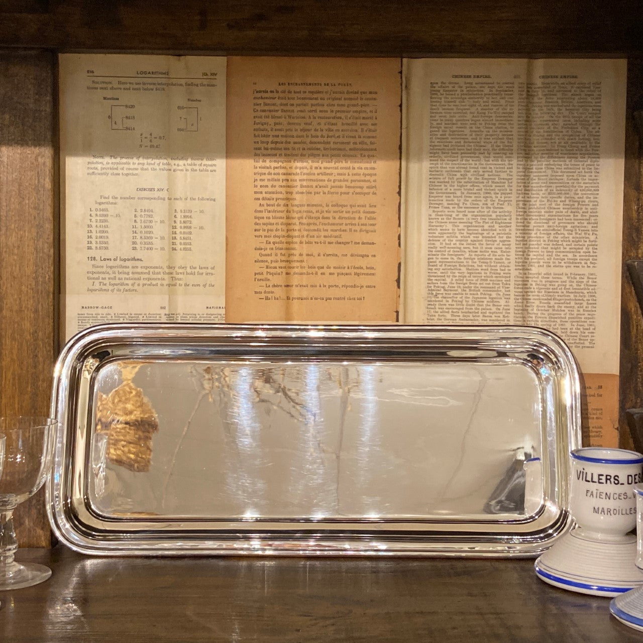 Vintage Hotel Silver Long Rectangular Tray
