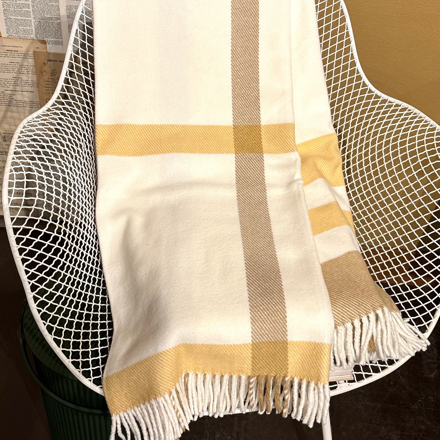 Plaid Cream & Beige Throw
