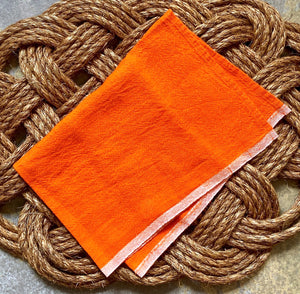 Orange Chunky Linen Tea Towel