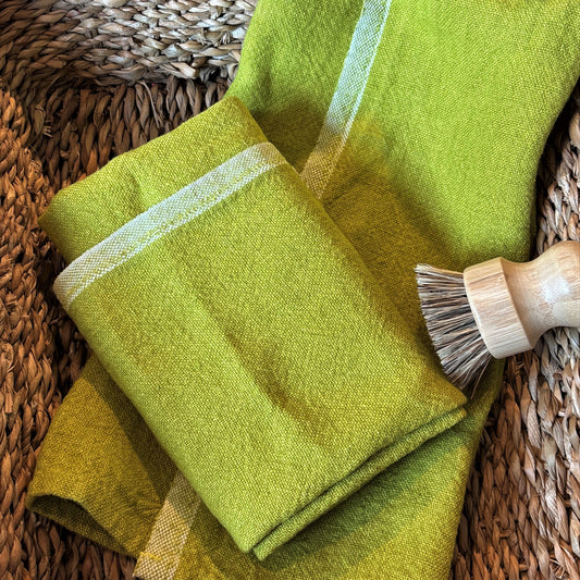 Lime Chunky Linen Tea Towel