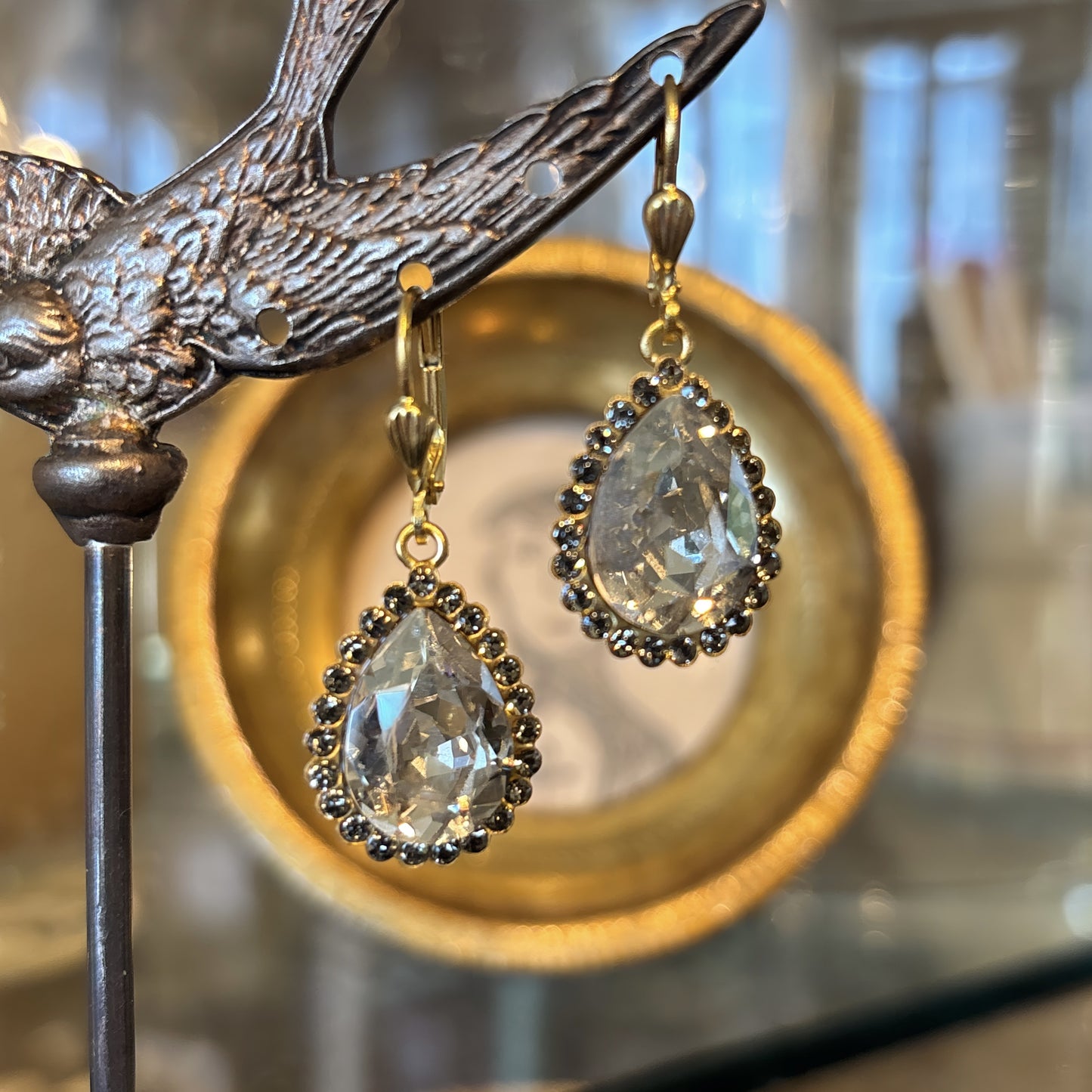 Crystal Rhinestone Pear Earrings