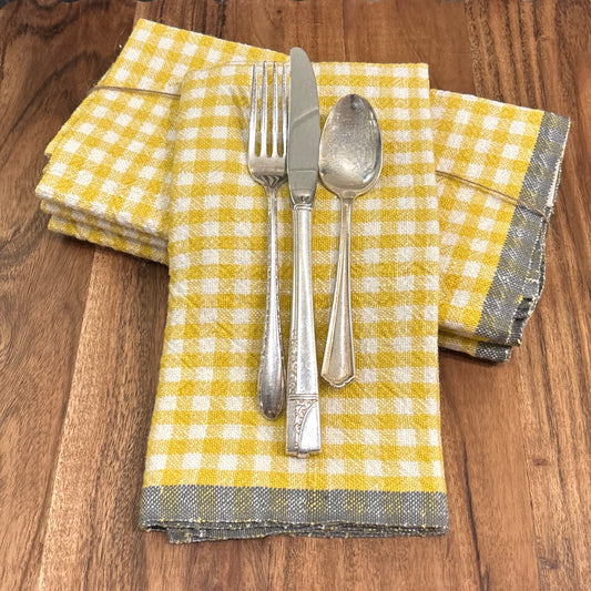 Dijon & Grey Gingham Napkin Set
