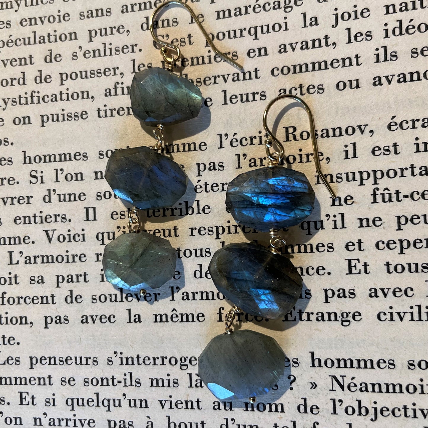 Triple Drop Labradorite Earrings