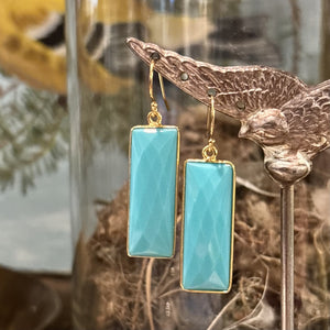 Rectangular Turquoise Drop Earrings