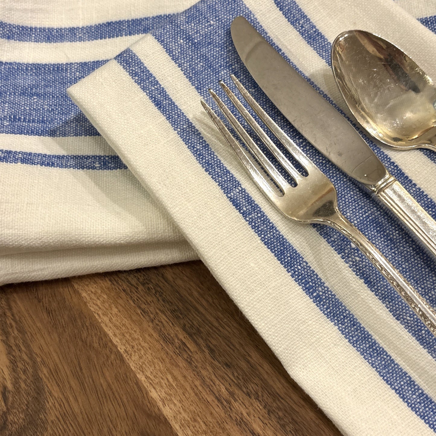 Tuscany Blue Striped Linen Napkin Set