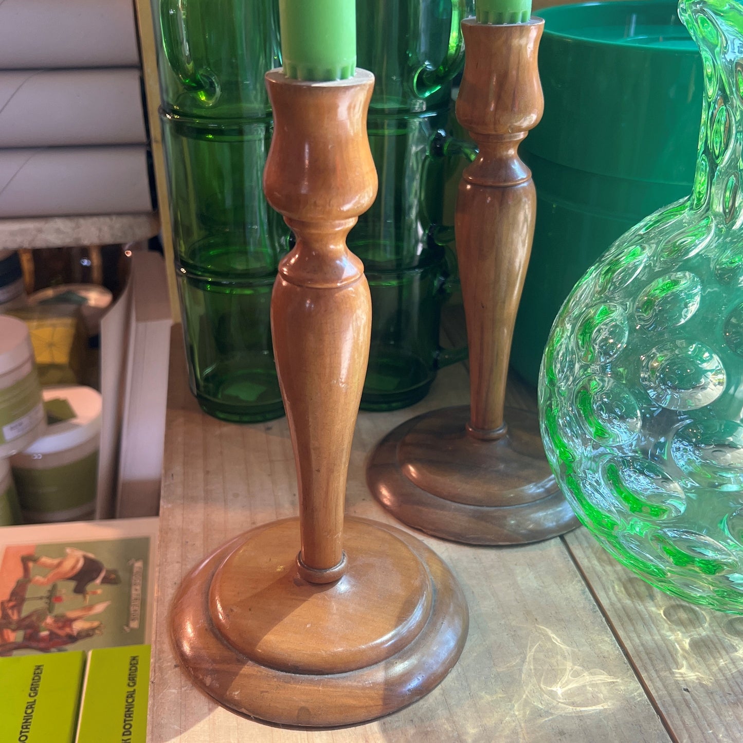 Vintage Light Wood Candlestick