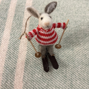 Wool Ski Rabbit Ornament