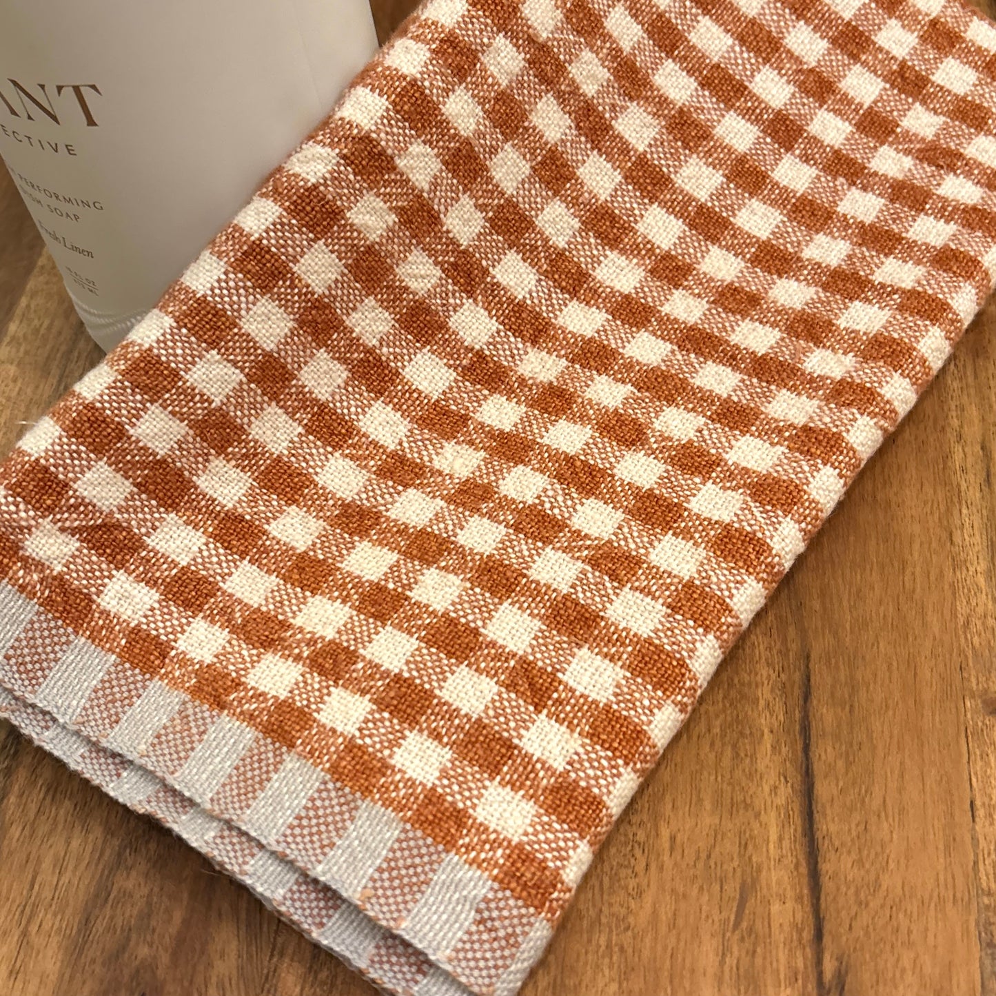 Cognac & Blue Gingham Tea Towel